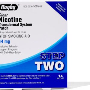 Rugby Clear Nicotine Patches – Step 2 – 14mg – 14 Count (1 Pack)
