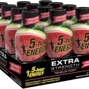 5-Hour Energy Extra Strength – Watermelon – Sugar-Free – 1.93 oz (Pack of 12)